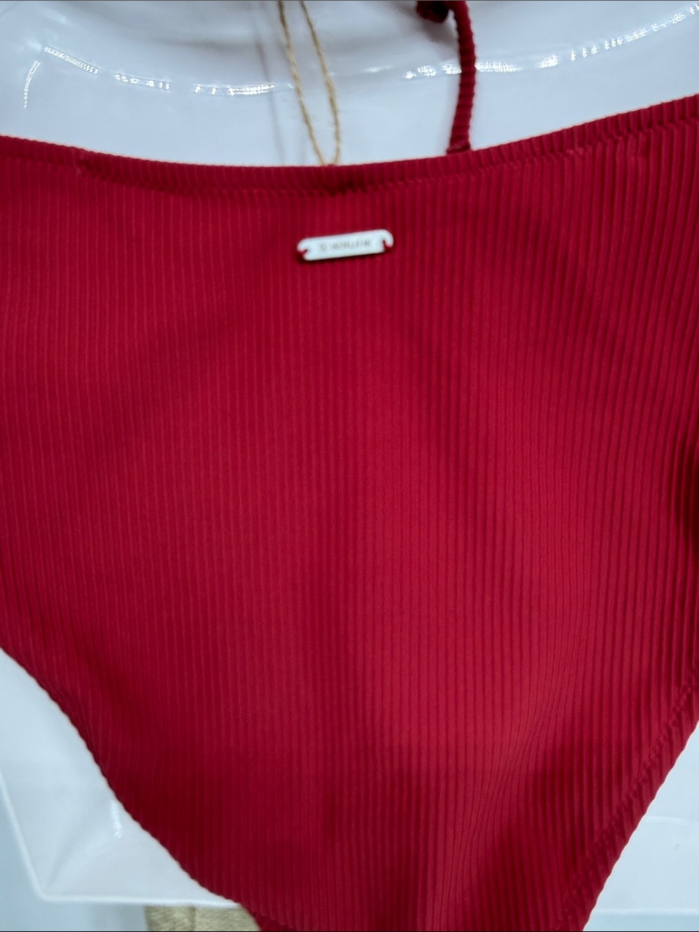 Red Ribbed Cutout Bikini Set - Picture 7 of 9